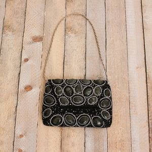 Stuart Weitzman Black and Silver Beaded Bag